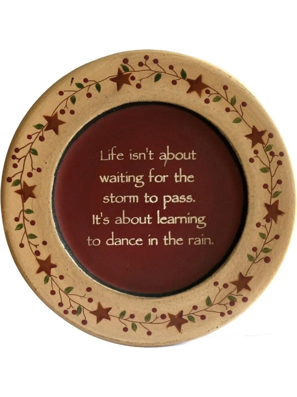 Vintage Decorative Wooden Plate - Dance in the Rain Art, Home Décor, 9.75